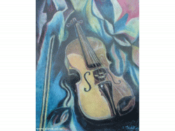 Vioara (ulei pe panou). The violin (oil on panel, 31x26,cm.
