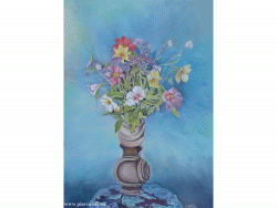 Vas cu flori. Vase with flowers (tempera, 70x50 cm.)