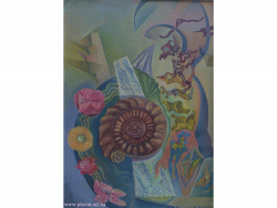 Visul melcului (ulei pe panou). The dream of the snail (oil on panel, 42x30 cm.)